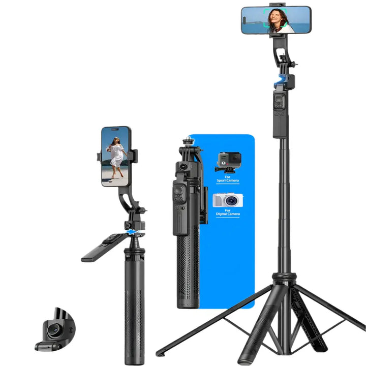 AI-Tracking Selfie Stick with 360° Auto-Rotation, Black
