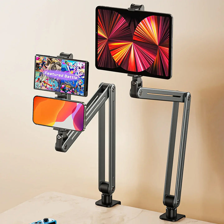 360° Adjustable Foldable Tablet Holder – Aluminum Stand for Bed & Desk