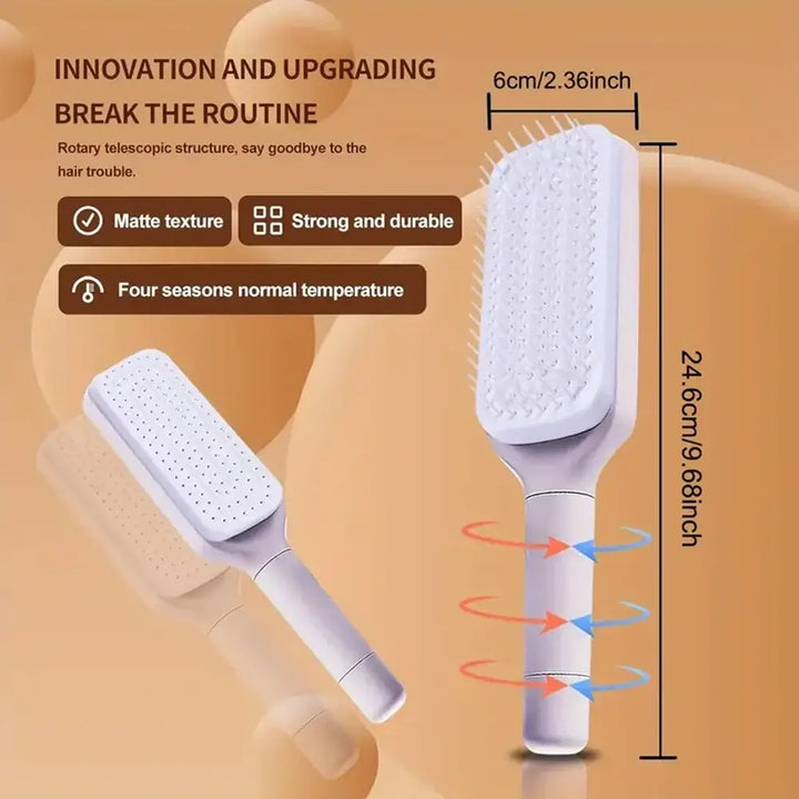 Portable Self-Cleaning Scalp Massage Comb Anti-Detangling Hair Brush - Ebtkr