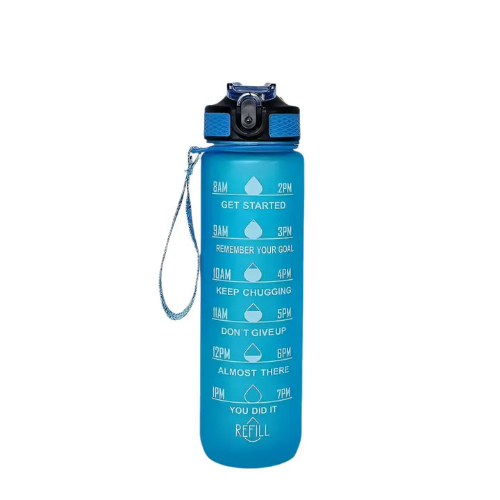 Motivational Gradient Water Bottle – 1L with Straw & Time Marker 💧