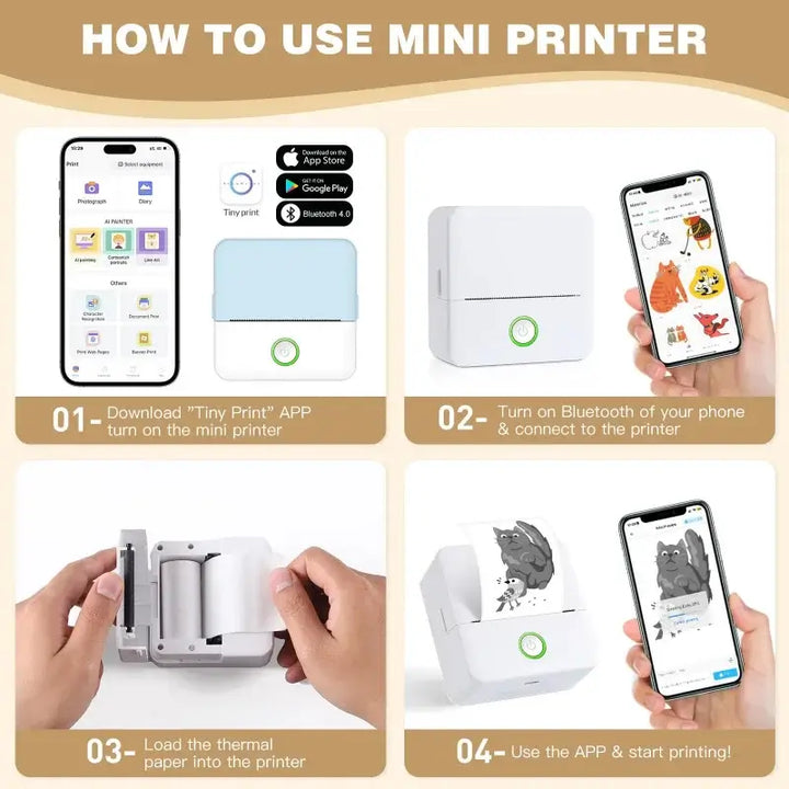Mini Portable Thermal Label Printer, Inkless - Ebtkr