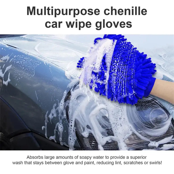 Double-Sided Chenille Car Wash Glove – Plush, Thick & Scratch-Free Clean 🧤🚗
