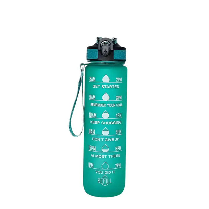 Motivational Gradient Water Bottle – 1L with Straw & Time Marker 💧