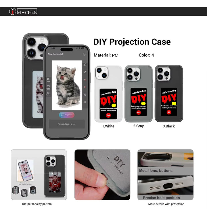 AI NFC Function Phone Case for iPhone 16/15/14/13 pro Max with E-Ink Screen DIY Projection - Ebtkr