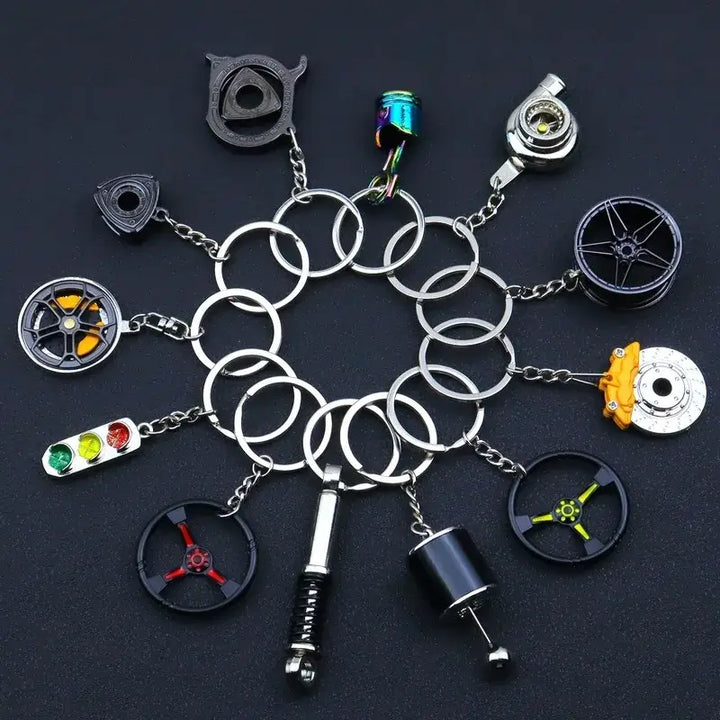 Car Parts Keychain – Turbo, Brake Disc & Gear Design for Auto Lovers 🚗🔧