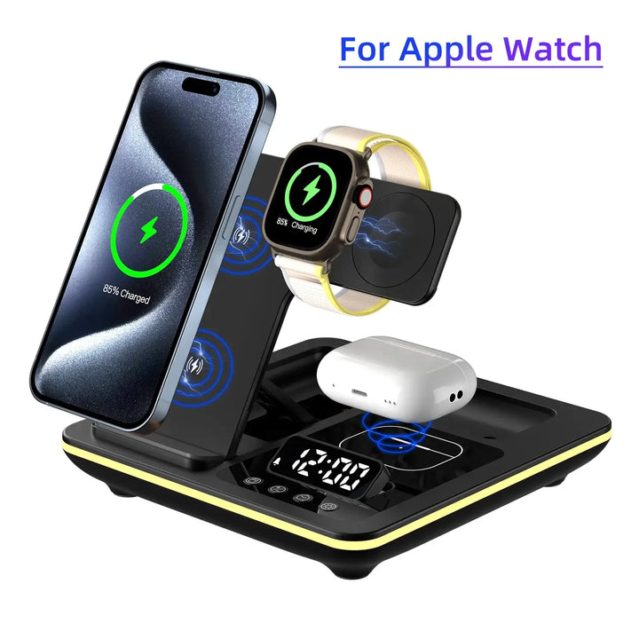 5-in-1 Magnetic Wireless Fast Charger Dock Station, Black Apple