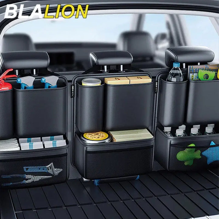 Leather Car Trunk Organizer – Hanging Back Seat Storage Bag for SUVs & Vans