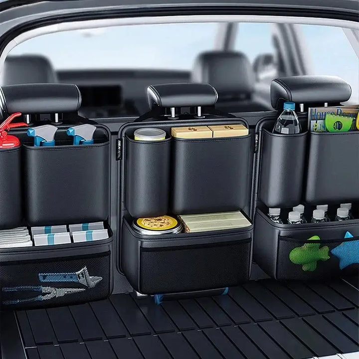 Leather Car Trunk Organizer – Hanging Back Seat Storage Bag for SUVs & Vans