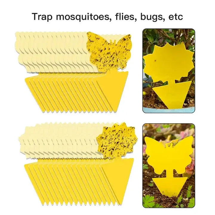 Butterfly & Sunflower Double-Sided Yellow Insect Traps – Sticky Pest Control Boards - Ebtkr