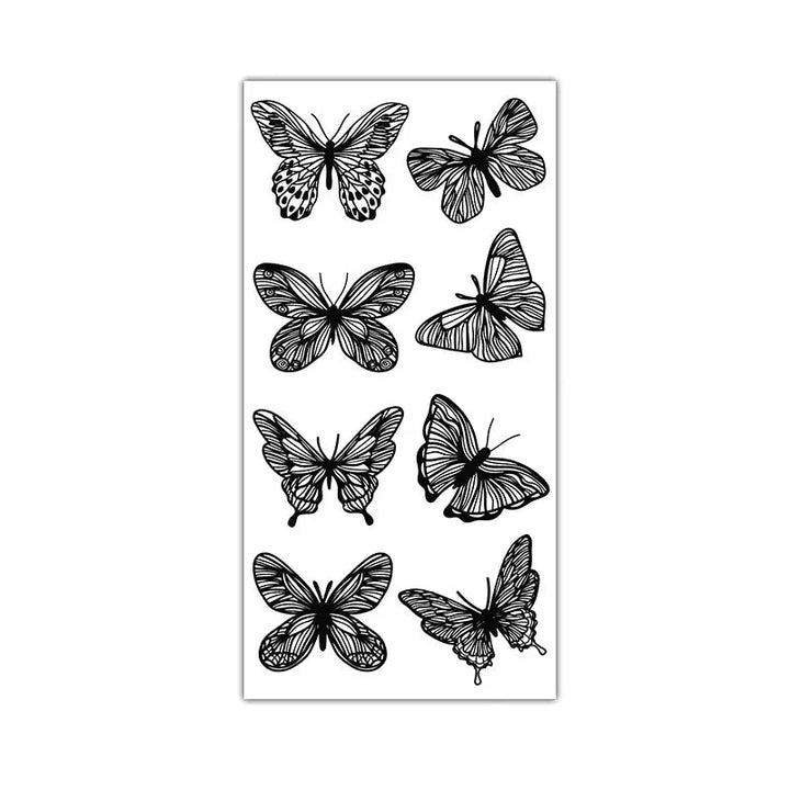 Black Large Flower False Tattoo Sticker Rose Peony Temporary Water Transfer DIY Tattoos - Ebtkr
