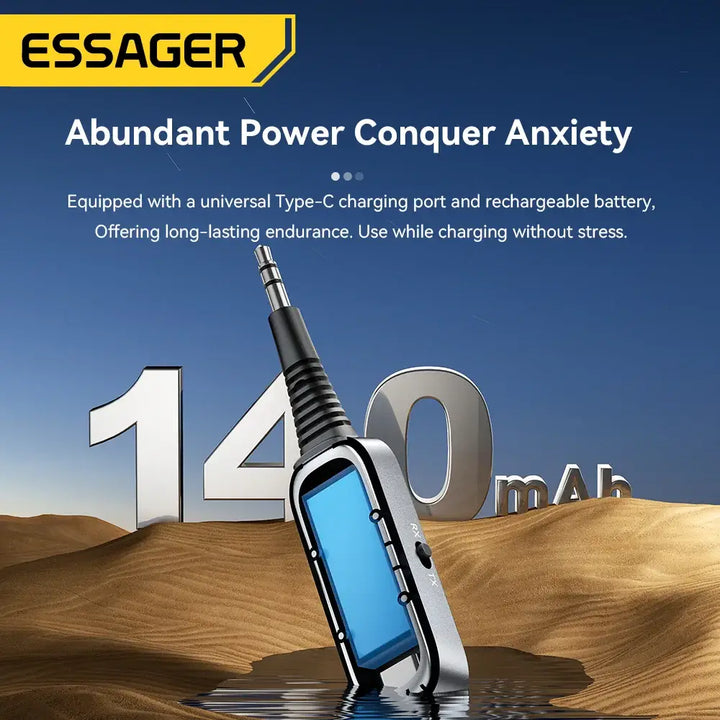 Essager 2-in-1 Bluetooth 5.1 Audio Receiver & Transmitter - Wireless AUX Stereo Adapter for Earphones, TV, Car - Ebtkr