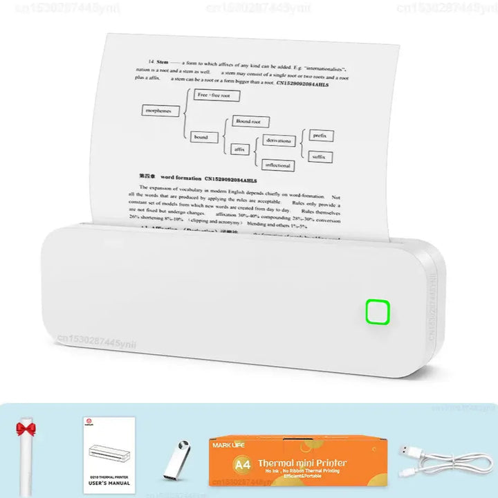 Portable A4 Thermal Printer, White
