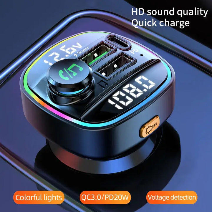 Bluetooth 5.0 FM Transmitter – Handsfree Car Adapter with Fast Charging