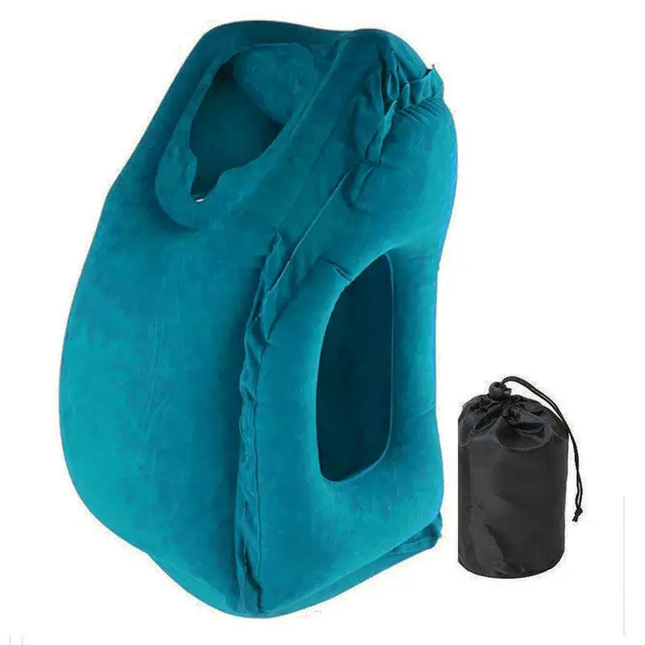 Portable Inflatable PVC Travel Pillow, Blue