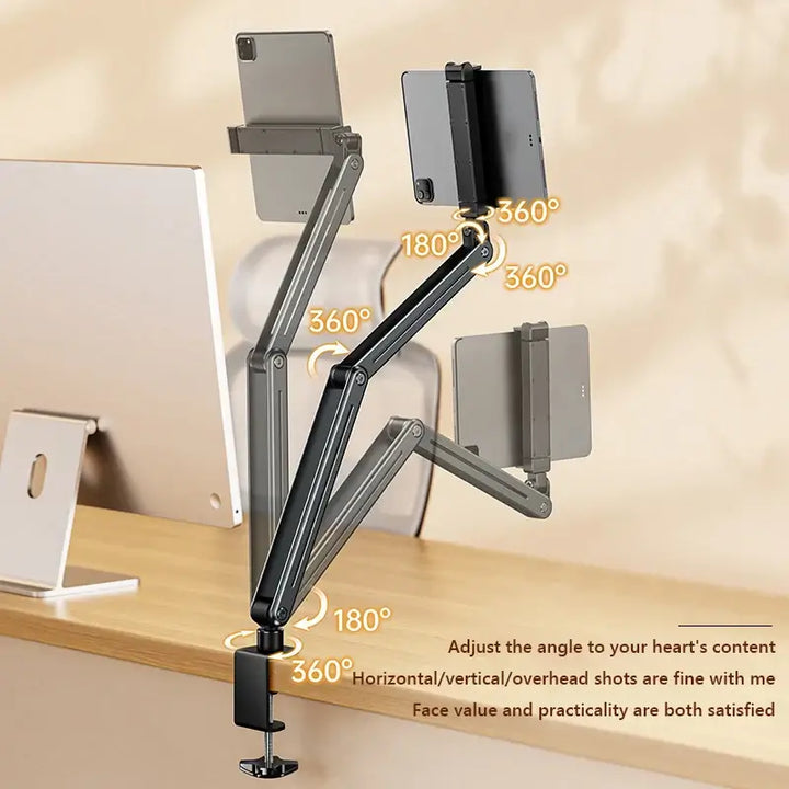 360° Adjustable Foldable Tablet Holder – Aluminum Stand for Bed & Desk