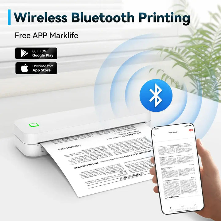 Portable A4 Thermal Printer, Bluetooth