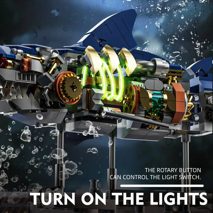 Mechanical Shark Building Kit – LED Sea Beast for Kids & Adults 🦈✨