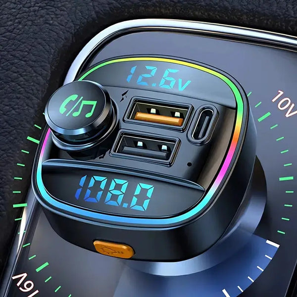 Bluetooth 5.0 FM Transmitter – Handsfree Car Adapter with Fast Charging