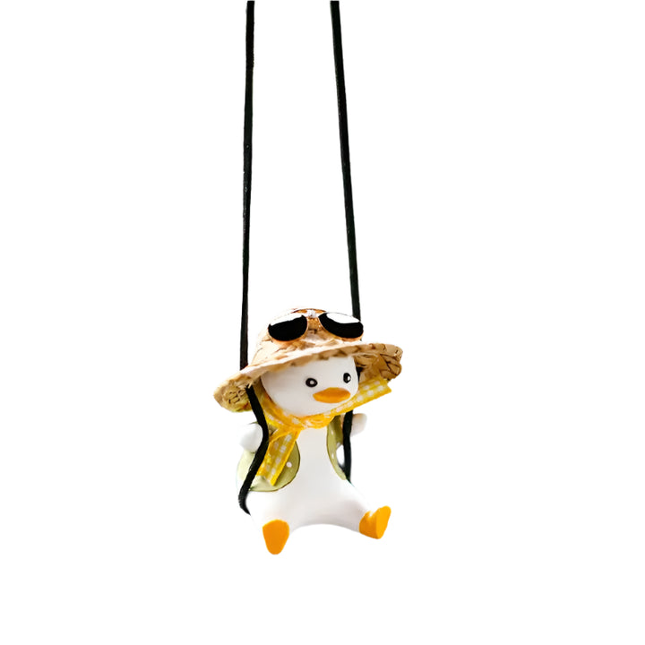 Cute Duck Car Mirror Pendant – Tire Swing Charm for Women 🚗🦆💛