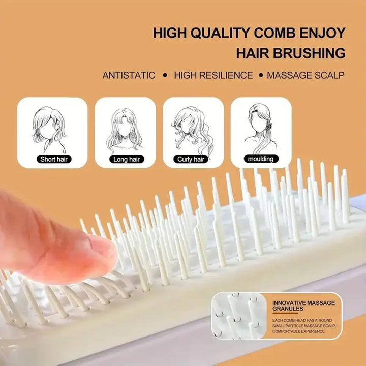 Portable Self-Cleaning Scalp Massage Comb Anti-Detangling Hair Brush - Ebtkr