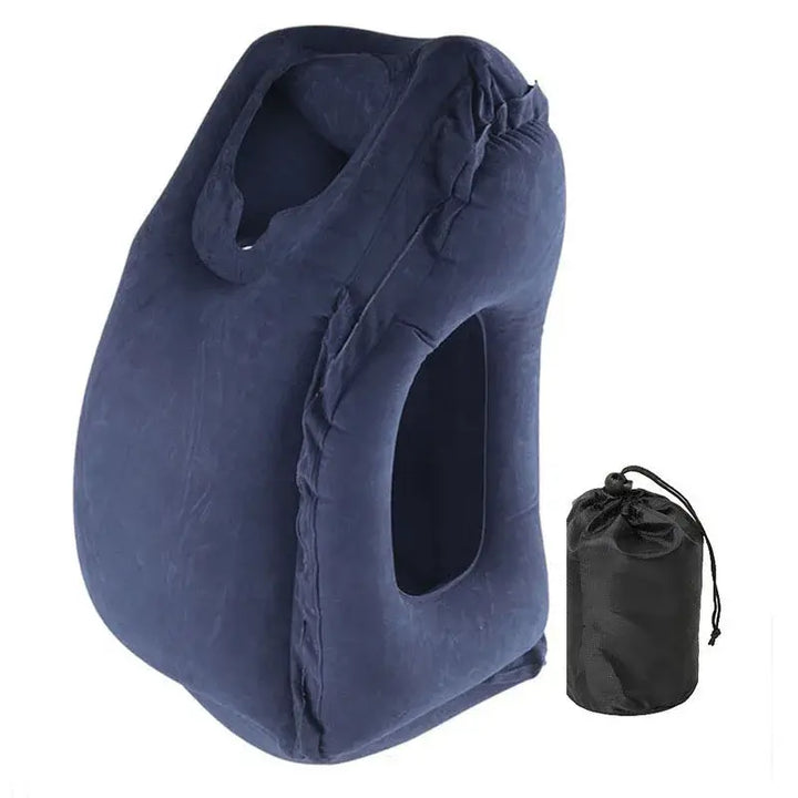 Portable Inflatable PVC Travel Pillow, Navy Blue