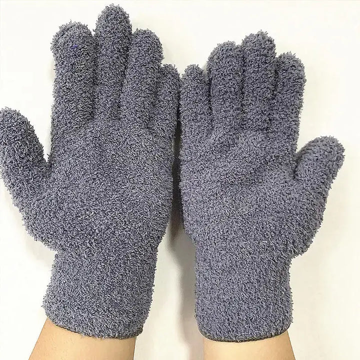 3Pairs Microfiber Dust Removal Gloves Coral Fleece Reusable Household Cleaning Tool - Ebtkr