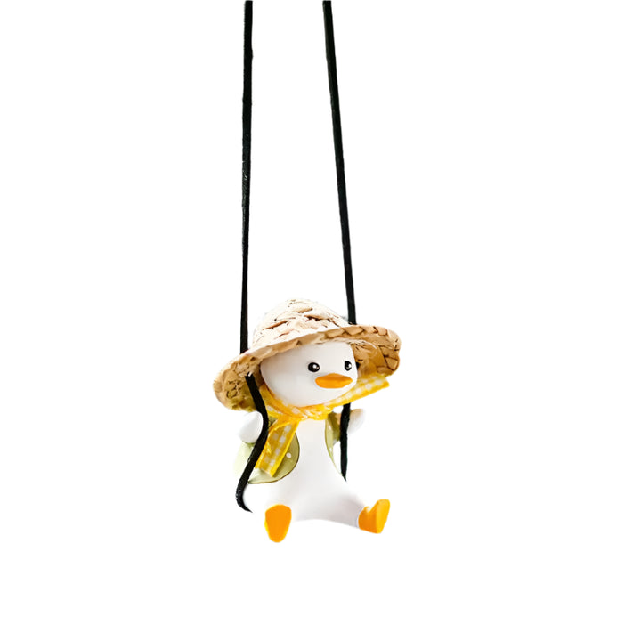 Cute Duck Car Mirror Pendant – Tire Swing Charm for Women 🚗🦆💛