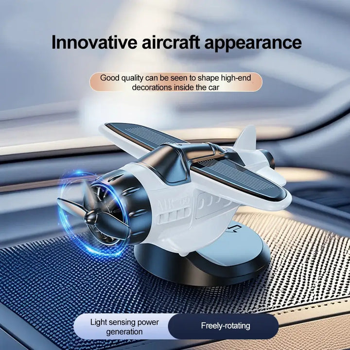 Solar-Powered Car Airplane Ornament – 360° Rotating Dashboard Decoration ✈️🚗