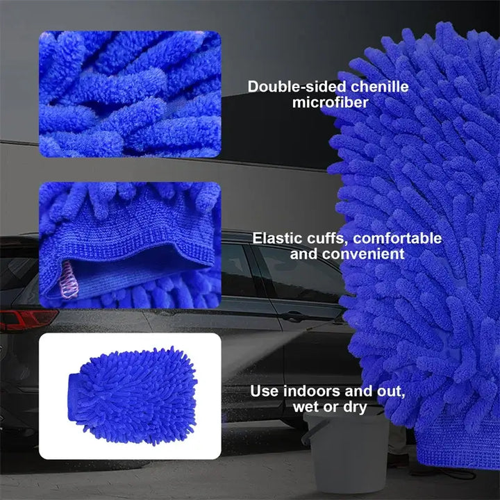 Double-Sided Chenille Car Wash Glove – Plush, Thick & Scratch-Free Clean 🧤🚗