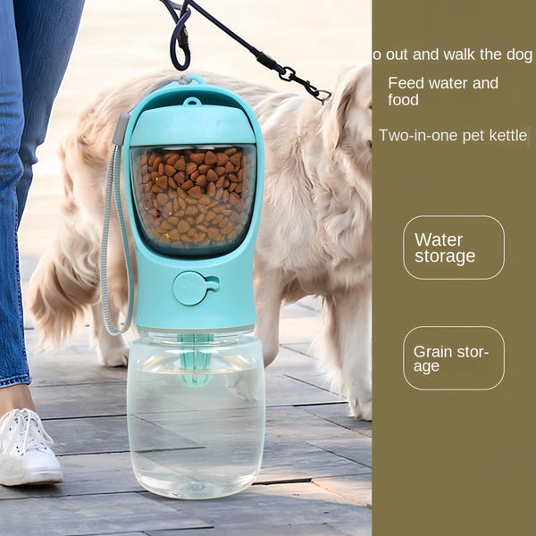 Portable Dog Cat Water Bottle with Food Storage – 2-in-1 Leakproof Pet Travel Feeder & Water Dispenser for Small & Large Dogs, Cats, Puppy Outdoor Walking Bowl