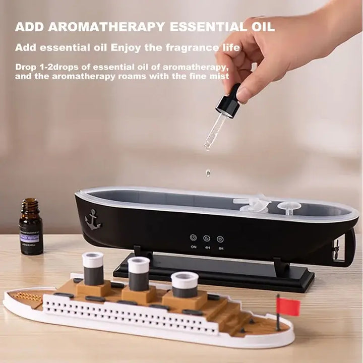 Titanic Ship Aroma Diffuser – 250ml Mist, Night Light & Jellyfish Smoke Effect