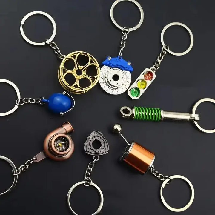 Car Parts Keychain – Turbo, Brake Disc & Gear Design for Auto Lovers 🚗🔧