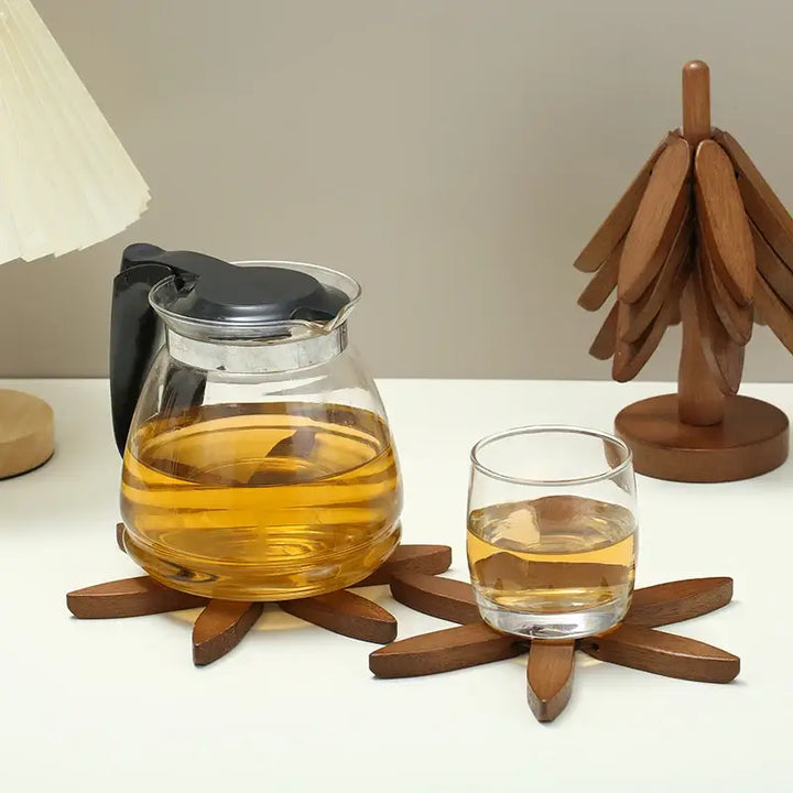 4PCS Tree Design Wood Trivets – Heat-Resistant Table Mats 🌳🔥