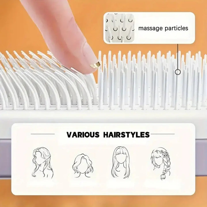 Portable Self-Cleaning Scalp Massage Comb Anti-Detangling Hair Brush - Ebtkr