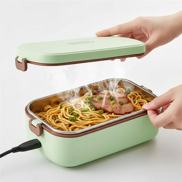 Portable Electric Lunch Box with Stainless Steel Container – Thermal Bento Food Warmer for Office, Car & Travel, Leak-Proof, Water-Free Heating, Easy to Clean