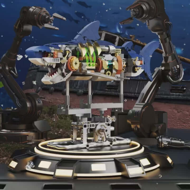 Mechanical Shark Building Kit – LED Sea Beast for Kids & Adults 🦈✨