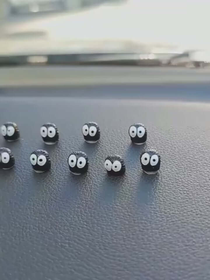 10PCS Soot Sprite Car Ornaments – Cute & Funny Dashboard Decor Set 🖤🚗